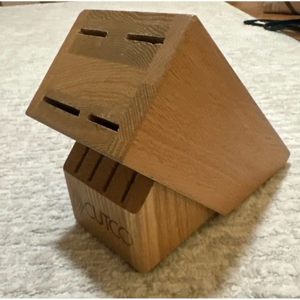 CUTCO 8 Slot Solid Wood Honey Oak Knife Block Holder Made in‎ USA Vtg
